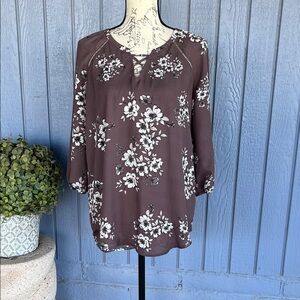 Maurice’s Floral Brown Women's Top Small